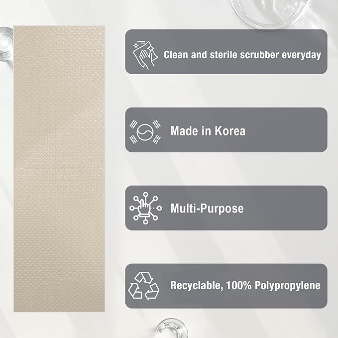 Jumuk Supplies Daily Dish Scrubber Sheet Non-Scratch Household Disposable Cleaning Sponges | Recyclable, Eco-Friendly & Perfect for Kitchen, Home Cleaning and Outdoor Use (3, Beige)