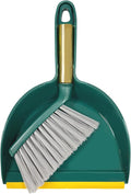 Small Broom with Dustpan Combo Set Mini Broom and Brush Set Hand Sweeper for Cleaning Desk Office Kitchen Pet Nest (Green)
