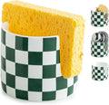 Zoeeker Ceramic Kitchen Sponge Holder, Dish Sponge Holder Suitable for Scrubby Farmhouse Dish Rack Brush Holder for Christmas Bathroom, Kitchen, Sink, Green and White