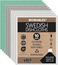 LOLA Swedish Dishcloths for Kitchen 10 Sheets, Biodegradable & Compostable Reusable Paper Towel Cleaning Cloths Zero Waste No Odor Washing Dishes Ultra Absorbent Cellulose Sponge Towel Made in Germany