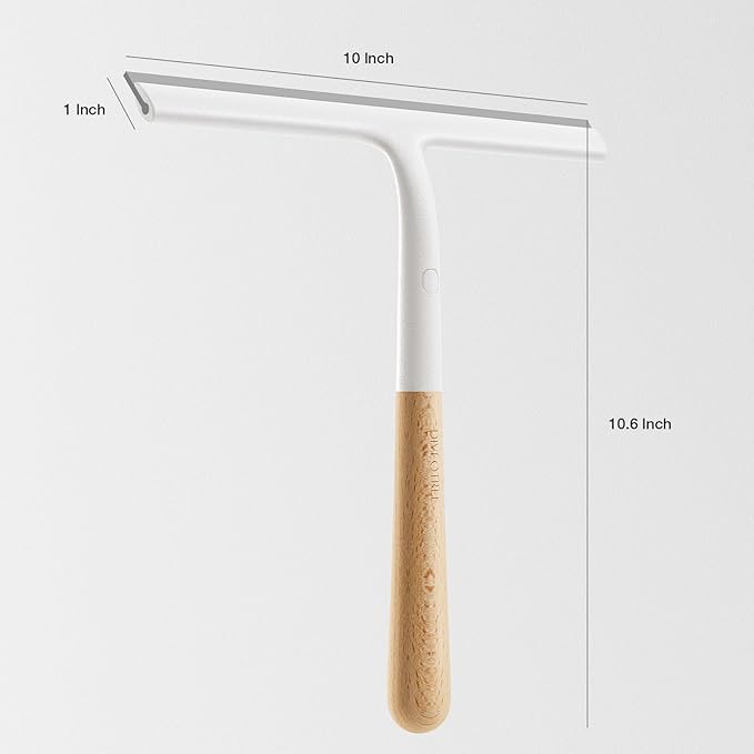 Silicone Shower Squeegee for Glass & Doors, Diveotree Multi-Purpose Squeegee for Bathroom Shower/Windows/Glass/Door, Heavy Duty Scrubber for Car Windshield Cleaning (White)