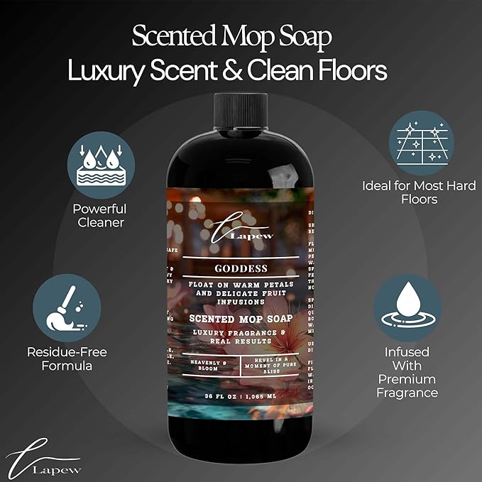 Lapew Goddess Scented Mop Soap Concentrate 36 oz | Premium Fragranced Floor Cleaner | Streak-Free | Hard Floor Cleaning Solution | Eco Friendly | Made in USA (Sweet Grace)