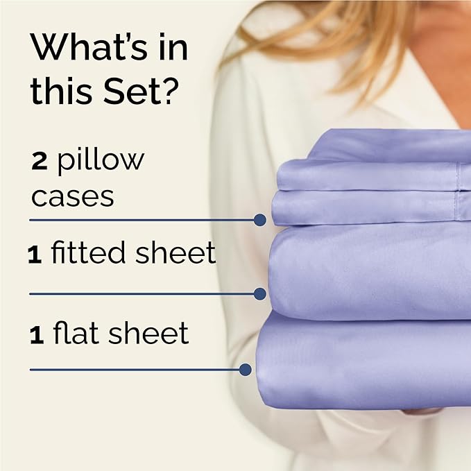 Twin XL 4 Piece Sheet Set - Comfy Breathable & Cooling - Ultra-Soft Hotel Luxury Bedding Set w/ 8-16 Inch Deep Pockets - 1 Flat & 1 Fitted Sheet & 2 Pillowcases - Wrinkle Free & Easy Care - Lavender