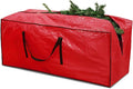 Christmas Tree Storage Bag 9 ft, Fits Up to 9 Foot Artificial Trees, Plastic Water Resist Xmas Tree Bag, Reinforced Handles & Zippered & Durable, Holiday Decoration Storage Bags, Red