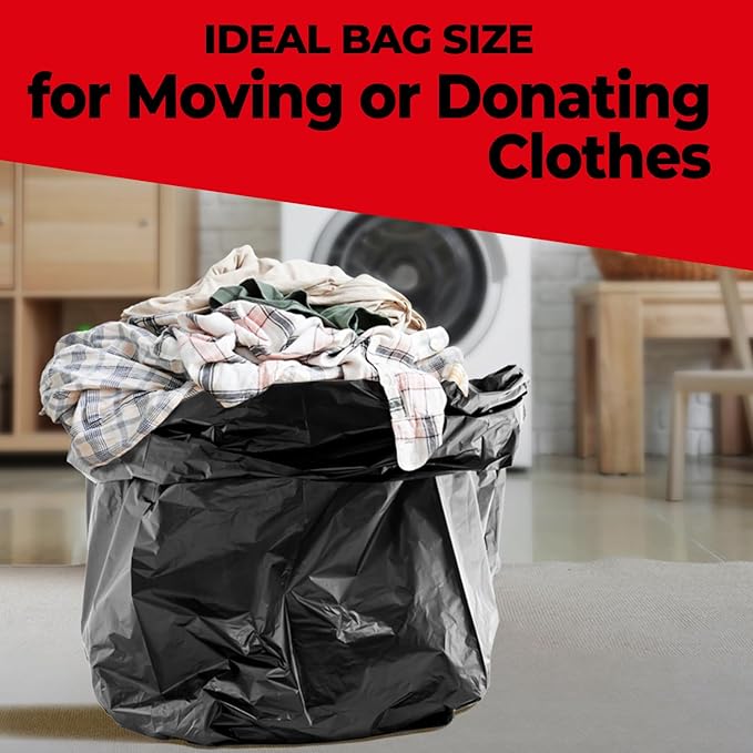 ToughBag 42 Gallon Trash Bags, 2.5 Mil Contractor Garbage Bags (50 COUNT) Heavy Duty Black Garbage Can Liners, 38 x 48" - Construction, Lawn, Industrial, Leaf - Made in USA