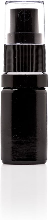 Infinity Jars 5 Ml (.17 fl oz) Black Ultraviolet Glass Fine Mist Spray Bottle Cleaning Products Refillable Containers Homemade Perfume Blends Room, Sprays Bath Beauty Hair, Screw Top Bottles
