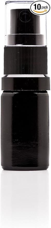 Infinity Jars 5 Ml (.17 fl oz) Black Ultraviolet Glass Fine Mist Spray Bottle Cleaning Products Refillable Containers Homemade Perfume Blends Room, Sprays Bath Beauty Hair, Screw Top Bottles 10-Pack
