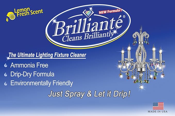 Brilliante Crystal Chandelier Cleaner - Manual Sprayer 32oz Environmentally Safe, Ammonia-free, Drip-dry Formula, Made in USA (3 Pack)