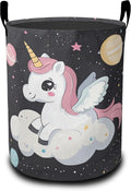 Laundry Basket,Cute Unicorn Large Canvas Fabric Lightweight Storage Hamper Organizer Dirty Clothes Collapsible Waterproof for College Dorms,Bathroom