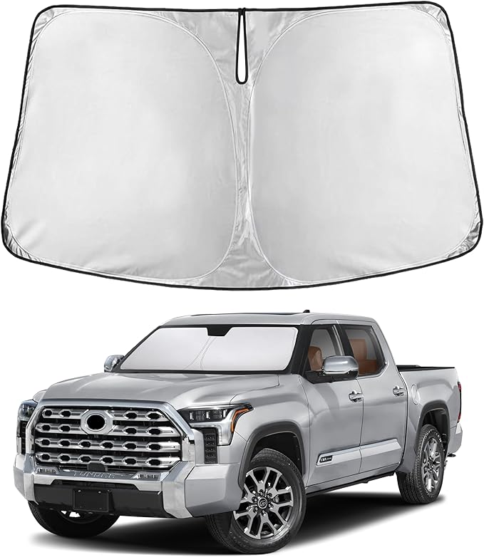 Econour Windshield Sun Shade for Toyota Tundra 2022–2021 2022 2023 2024 2025 2026, Custom Front Windshield Cover, Reflective UV & Heat Protection Car Sunshade, Foldable Sun Visor, Car Accessories