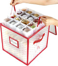 Sattiyrch Plastic Christmas Ornament Storage Box with Trays,Customizable Dividers, Dust-Proof Durable Ornament Organizer Holder,Christmas Storage Containers,Holds 64 x 3 Ornaments