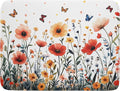 Poppy Flower Dish Drying Mat 18x24 Inch Floral Leaves Dish Drainer Protector Pad Washable Reversible Drying Pad for Kitchen Counter Sink