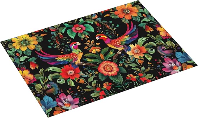 Mexican Flowers Dish Drying Mat for Kitchen Counter Microfiber Super Absorbent Non-Slip Dish Drying Pad for Countertops Dishes Utensils Stylish Quick-Dry Machine Washable 18x24 Inch