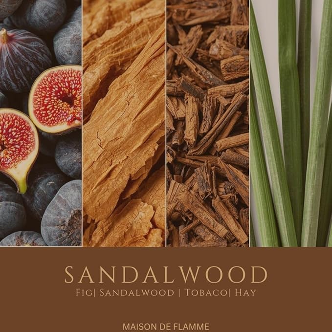 Sandalwood Scented Candle – 150g / 5.3 oz Soy Wax Blend, Hand-Poured Candle with Cotton Wick & 10% Fragrance Load – Warm Woody Home Candle for Bedroom & Living Room Décor