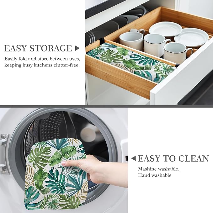 Quick Absorbent Kitchen Drying Mat - Stylish Patterns Dish Drying Mat- 16×18 Inch & 18×24 Inch Kitchen Drainer Mat for Countertops, Dishes & Glassware