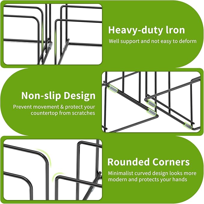 LAEMYFYRE Pan and Pot Organizer Rack, Cutting Board Organizer for Cookie Sheet,Frying Pan inside Cabinet,Baking Pan, Tray Organizer for Kitchen Storage - Total 5 Compartments(2 Pcs)