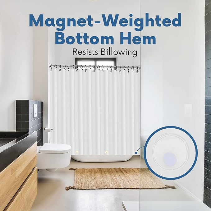 Premium Shower Curtain Liner, 72"W X 72"H - PVC-Free, 6G PEVA Shower Curtain with 12 Rust Proof Grommets And Magnet-weighted Bottom Hem - Moisture Stain Proof Shower Curtain Liner - Frosted