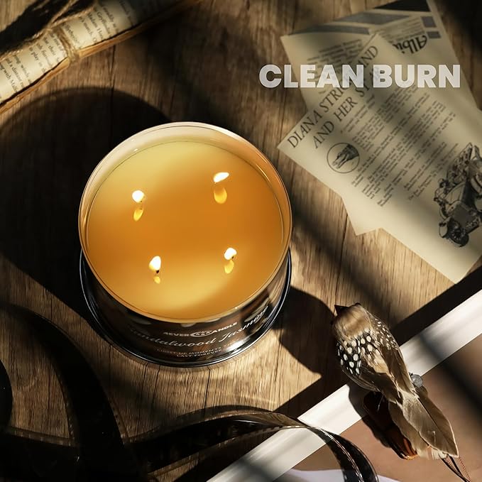 4EVER Scented Candles | 4-Wick 18oz Soy Wax Candle | Up to 50Hrs Clean Burn | Aromatherapy Candles for Home Scented | Gifts for Women & Mom, Sandalwood Jasmine