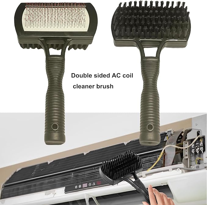 6-Piece Air Conditioner Fin Cleaning Kit HVAC Coil Cleaning Tool Set with Fin Comb Straightener Dual-Sided Microfiber Brushes Deep Cleaning Maintenance for AC Radiator, Vents, Evaporator Coils