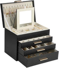 BOOVO Jewelry Boxes for Women, 5 Layer Jewelry Organizer with Necklace Hanger and Drawers, Large Jewelry Box for Earrings, Necklace and Bracelet Storage Gifts for Women and Girls (Black, 5 Layer)