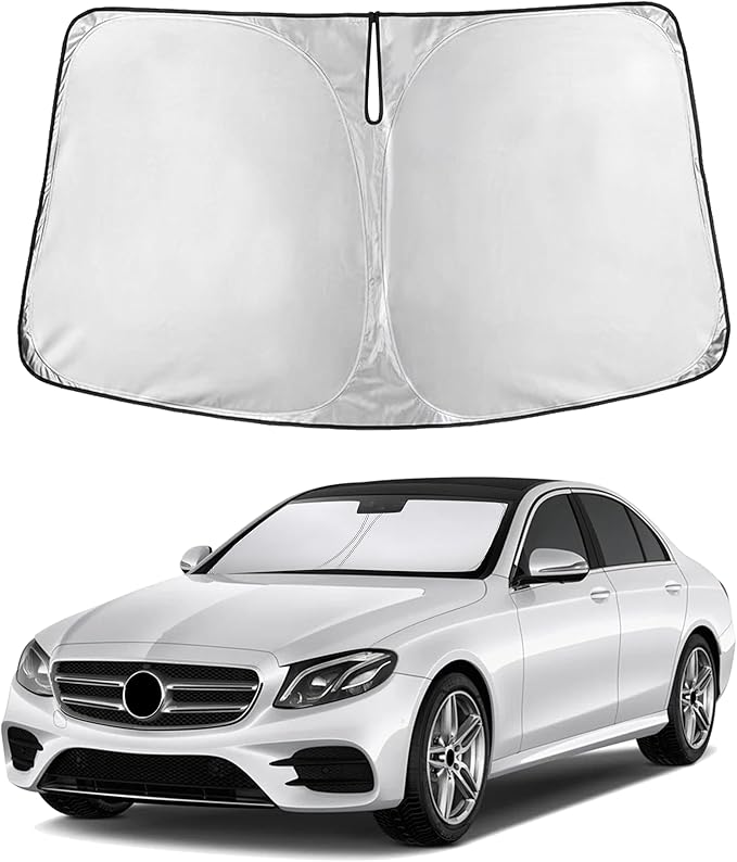 EcoNour Windshield Sun Shade Compatible for Mercedes Benz E Class 2010-2016 Front Window Sunshade Foldable Sun Visor UV & Heat Blocking Protection
