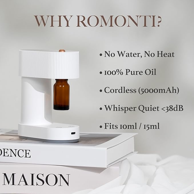 Waterless Diffuser, Compact Quіet Under 38 dB Aromatherapy Essential Oil Diffuser, Battery Operated Portable Scent Nebulizer for Home, Bedroom, Spa, Hotel, Offіce
