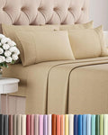 Cal King 6 Piece Sheet Set - Comfy Breathable & Cooling - Soft Hotel Luxury Bedding Set with 8-16 Inch Deep Pockets - 1 Flat & 1 Fitted Sheet & 4 Pillowcases - Wrinkle Free & Easy Care - Heathered Tan