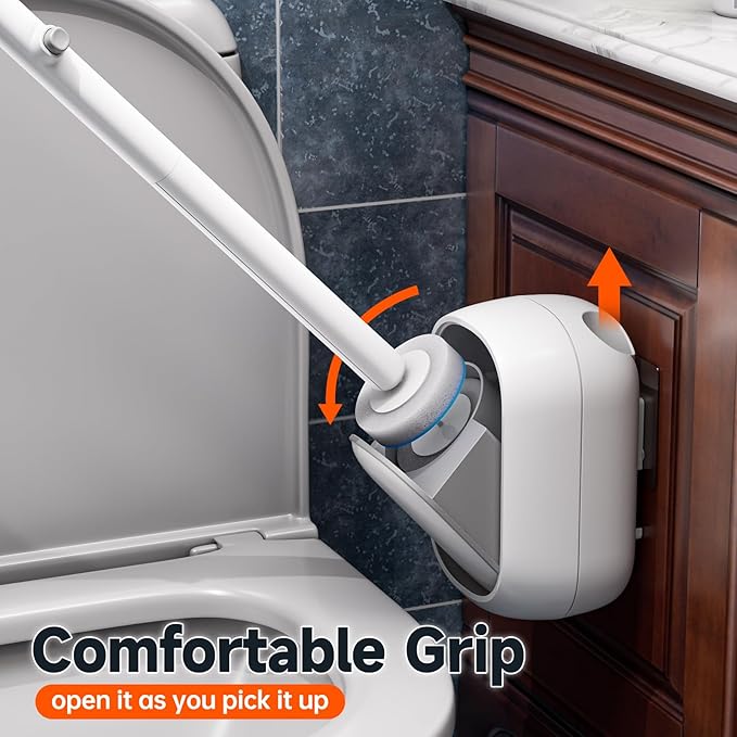 Disposable Toilet Brush and Holder Set with 30 Bowl Wand Cleaners Refill Pads, Bathroom Wall Mounted Toilet Bowl Cleaners Kit, Suitable for Toilets, bathrooms, and RVs.