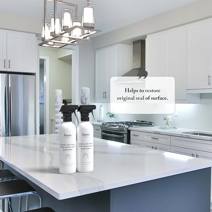 Bayes Granite and Stone Daily Cleaner and Protectant - Cleans, Shines, and Protects - For Granite, Quartz, Marble, Tile, and Stone Surfaces - 16 oz, 2 Pack