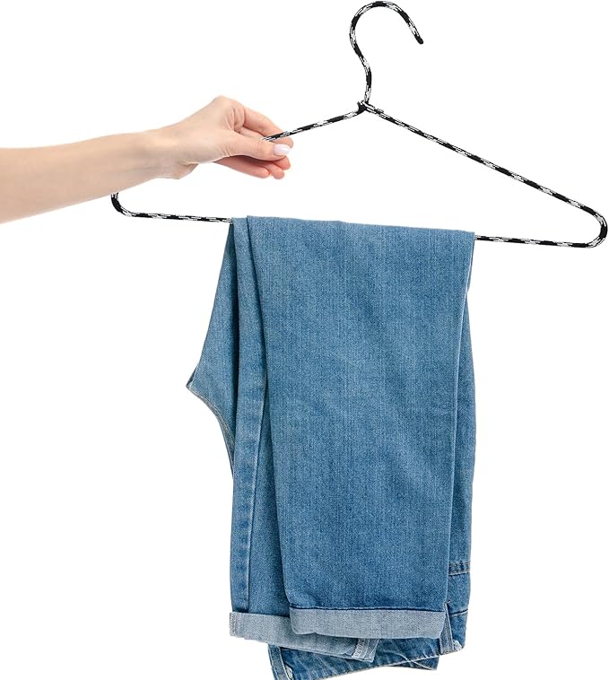 6 Pcs Fabric Wrapped Metal Hangers Covered Wire Hanger Metal Coat Hangers Non Slip for Clothes Closet Clothing Suit Shirt Pant (Gray)