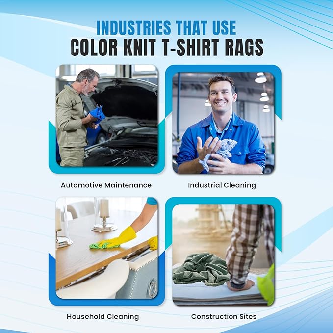 Recycled Color Knit Cleaning Rags (2 x 25 lbs. Compressed Box) – Shop Cloths Bulk for Workshops, Mechanics, Painters, and Home Use, Multipurpose Cotton T-Shirt Rags