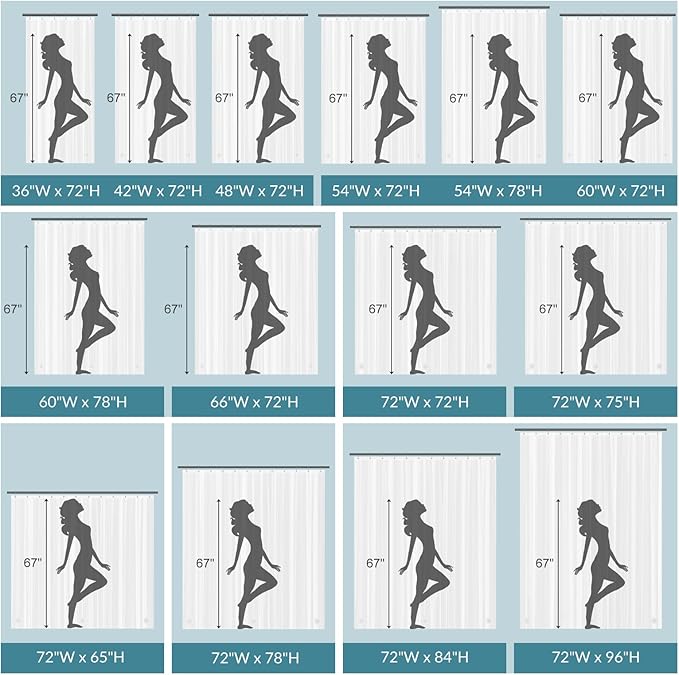 Titanker Plastic Shower Curtain Liner, Clear Shower Liner PEVA 72x75 Lightweight Waterproof Shower Curtains for Bathroom with Magnets and Rustproof Grommets