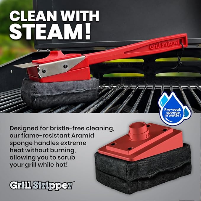 GRILL STRIPPER Replaceable Flame-Resistant Aramid Fiber-Reinforced Scrubbing Sponge