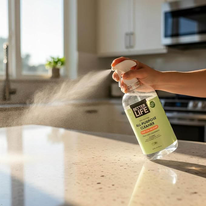 Better Life All Purpose Cleaner - Plant Based Home and Kitchen Cleaning Spray for Glass, Countertops, Appliances, Upholstery & More - Multi-surface Spray Cleaner - 24oz Clary Sage & Citrus