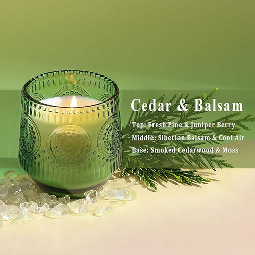 2 Pcs Soy Wax Scented Jar Candles Set, Vanilla Cinnamon & Cedar Balsam- Scented Candles for Home, 7.5oz Each, Up to 52 Hours Burn Time, Decorative Aromatherapy Candle for Relaxation & Luxury Gifting