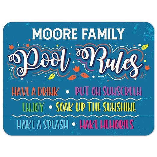 Custom Pool Sign, Pool Rules Have A Drink for Pool Décor Sign, 18x24 Inches, Rust Free .063 Aluminum, Fade Resistant, Made in USA by Sigo Signs