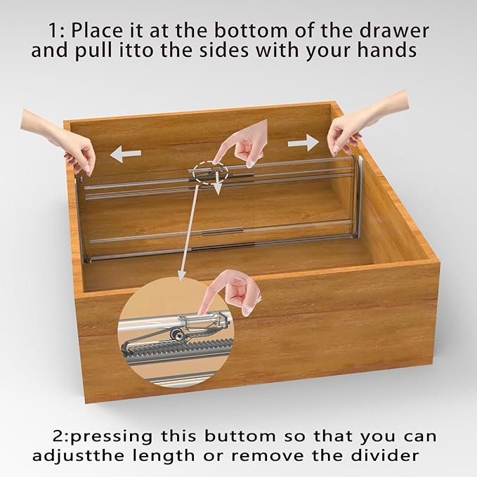 SPEREELER 8 Pack Adjustable Drawer Dividers for Clothes,6" High Expandable From 12-20" Clear Drawer Organizers, PC Plastic Separators for Dresser/Bedroom/Bathroom/Kitchen/Office Storage