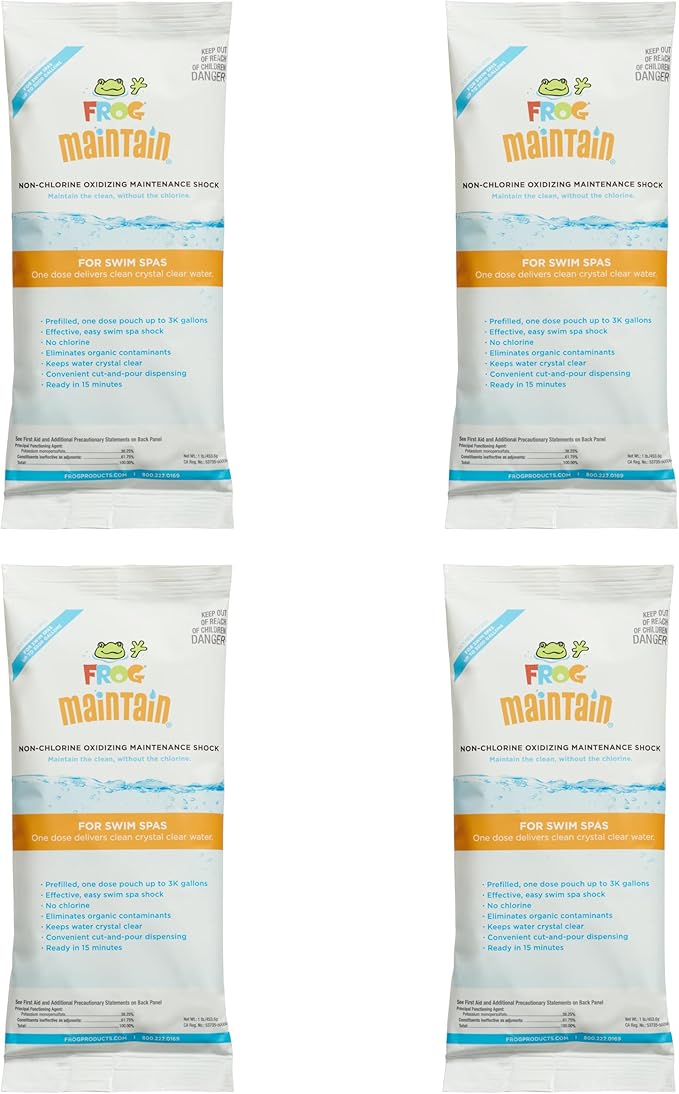 FROG Maintain for Swim Spas - Non-Chlorine Shock for use with Swim Spa FROG @Ease Floating System - Single Dose Packets for Easy Swim Spa Maintenance & Treatment - 4 Pack