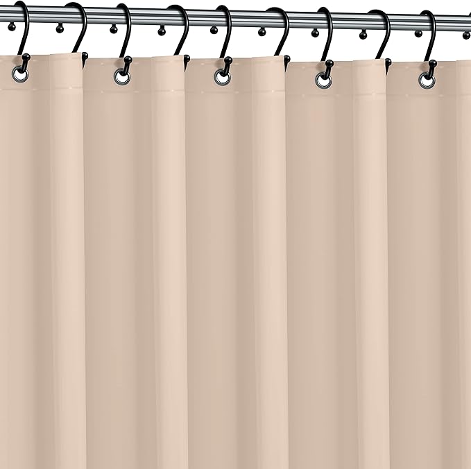 Italian Collection Premium Shower Curtain Liner, 72" W X 72" H - 6G PEVA Shower Curtain with 12 Rust Proof Grommets and Magnet-Weighted Bottom Hem - Moisture Stain Proof Shower Curtain Liner - Beige