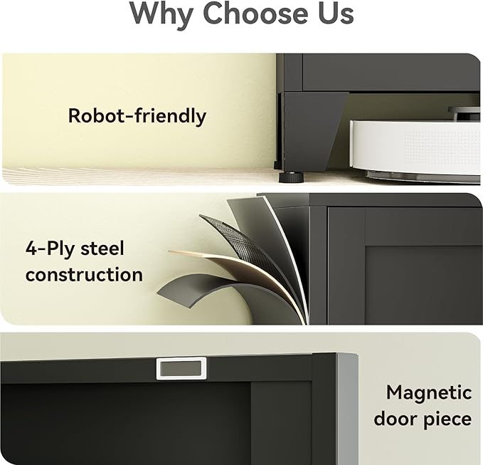 67" Tall Storage Cabinet with Reversible Doors and Adjustable Shelves,Metal Slim Freestanding Cabinets for Bathroom Kitchen Garage Small Spaces,Black