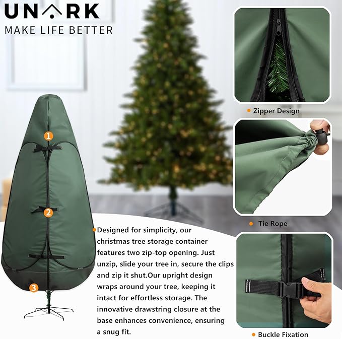 Christmas Tree Bag 9 Ft Large Christmas Tree Storage Bag 9 Foot Tree, Christmas Tree Cover For Upright Storage with Reinforced Handles