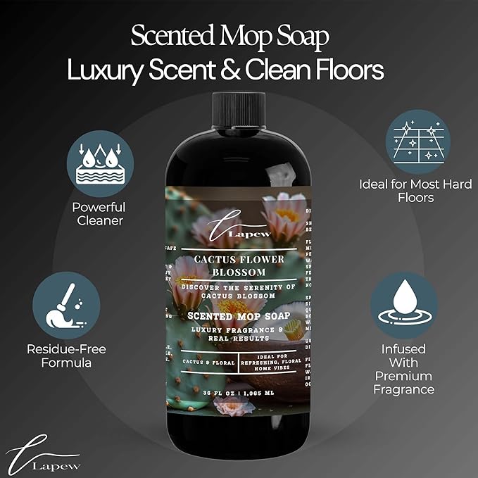 Lapew Cactus Flower Blossom Scented Mop Soap Concentrate 36 oz | Premium Fragranced Floor Cleaner | Streak-Free | Hard Floor Cleaning Solution | Eco Friendly | Made in USA (Baja Cactus Blossom)