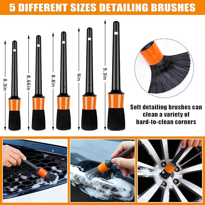 AUTODECO Car Wash Detailing Kit Cleaning Kits with Foam Gun Sprayer, Car Wash Brush and Large Wash Mitt Duster for Car Interior and Exterior Cleaning (Orange)