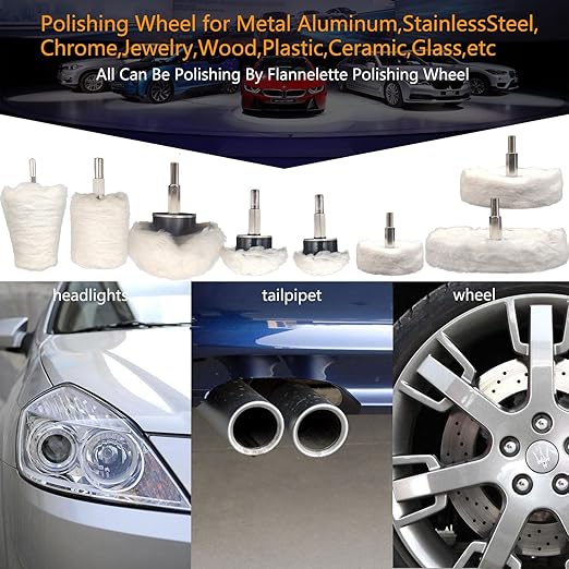 Tworider 8 pcs Buffing Wheel for Drill,Buffing Pad Polishing Wheel Kits,Wheel Shaped Polishing Tool for Metal Aluminum,Stainless Steel,Chrome,Jewelry,Wood,Plastic,Ceramic,Glass,etc