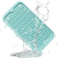 ZLR Silicone Sponge Holder & Sink Caddy Tray (6" x 12") - Narrow Dish Drying Mat for Kitchen Counter - Waterproof Soap Dispenser Organizer, Non-Slip Bathroom Vanity Tray (Mint Green)