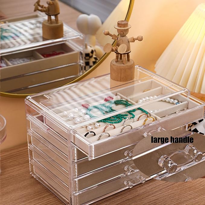 Necklace Organizer Box, Tray with 5 Drawers, Dustproof Velvet Necklaces Storage Holder Display Case, jewelry box for necklaces for Pendant Suitable for Women and Girls (5Drawer)