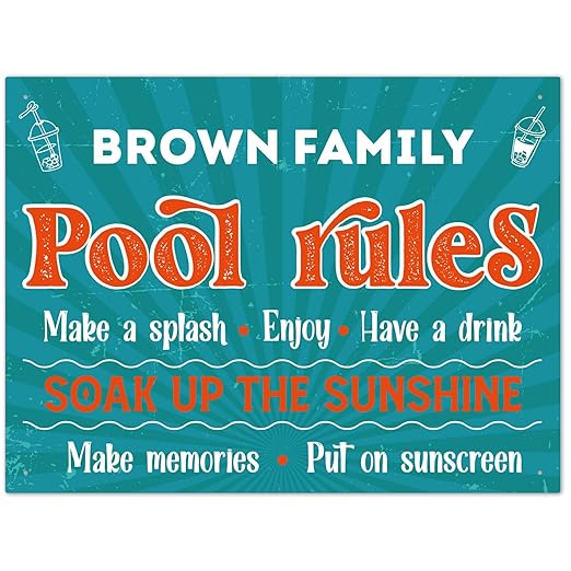 Custom Pool Sign, Pool Rules Enjoy Swimming for Pool Décor Sign, 18x24 Inches, Rust Free .063 Aluminum, Fade Resistant, Made in USA by Sigo Signs