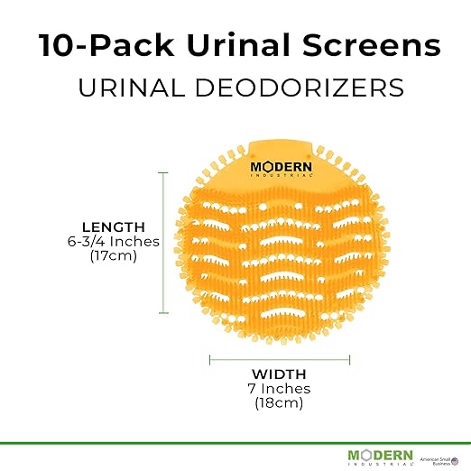 Modern Industrial Urinal Screen Deodorizer 10-Pack - Urinal Freshener and Urine Odor Eliminator - Fits Most Urinals in Schools, Restaurants, Offices, Long-Lasting Ocean Mist Scent - Blue