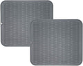 ZLR 2 Pcs Large Silicone Dish Drying Mat (16" x 18") - XL Heavy Duty Drainboard Mat for Pots, Pans & Family Loads - Heat Resistant Trivet & Counter Protector, Easy Clean (Dark Gray)