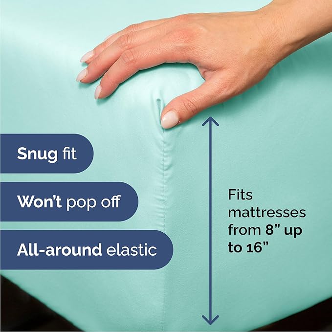 Cal King 6 Piece Sheet Set - Comfy Breathable & Cooling - Ultra-Soft Hotel Luxury Bedding Set w/ 8-16 Inch Deep Pockets - 1 Flat & 1 Fitted Sheet & 4 Pillowcases - Wrinkle Free & Easy Care - Spa Blue